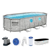 Bestway Power Steel Frame Pool Set Filterpumpe Steinwandoptik 549X274X122 Cm
