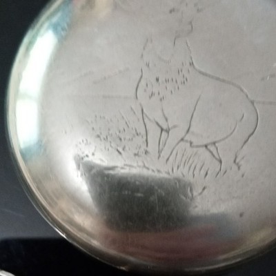 1900 Hamilton Silver Open Face Pocket Watch ,ENGRAVED WITH ELK ,WITH CHAIN