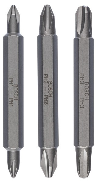 Bosch Doppelklingenbit-Set, 3-Teilig, PH1, PH1, PH2, PH2, PH3, PH3, 60 Mm-image
