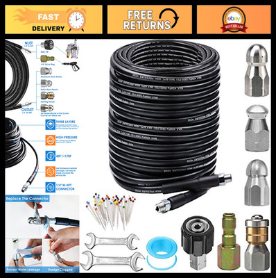 Sewer Jetter Kit for Pressure Washer 150FT Drain Cleaner Hose Nozzle