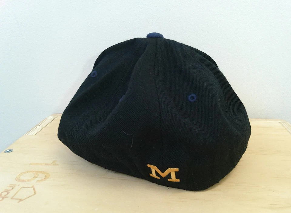 Vintage Michigan Wolverines Zephyr Graf-X Fitted Hat 7 1/4 90s Big Logo Spellout - Image 3 of 4