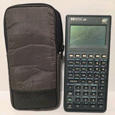 HP 48G Graphing Calculator 32K RAM Tested Working w/Soft Case 1993 Screen Damage