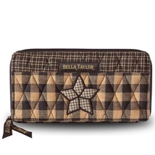 Slim Card Wallet for | Quilted Cotton Fabric Zip Around Credit Card Wallet wi...