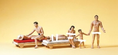 HO scale Preiser # 10439 Nude Bathers with Lounges : 1/87 scale FIGURES