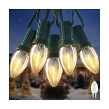 50FT C7 LED Christmas Lights, Outdoor Vintage String Lights with 52 Bulbs(2 S...