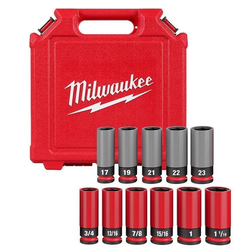 Milwaukee 49-66-7833 1/2 Drive SAE & Metric 11 Piece Lug Nut Wheel Socket Set - Picture 1 of 1