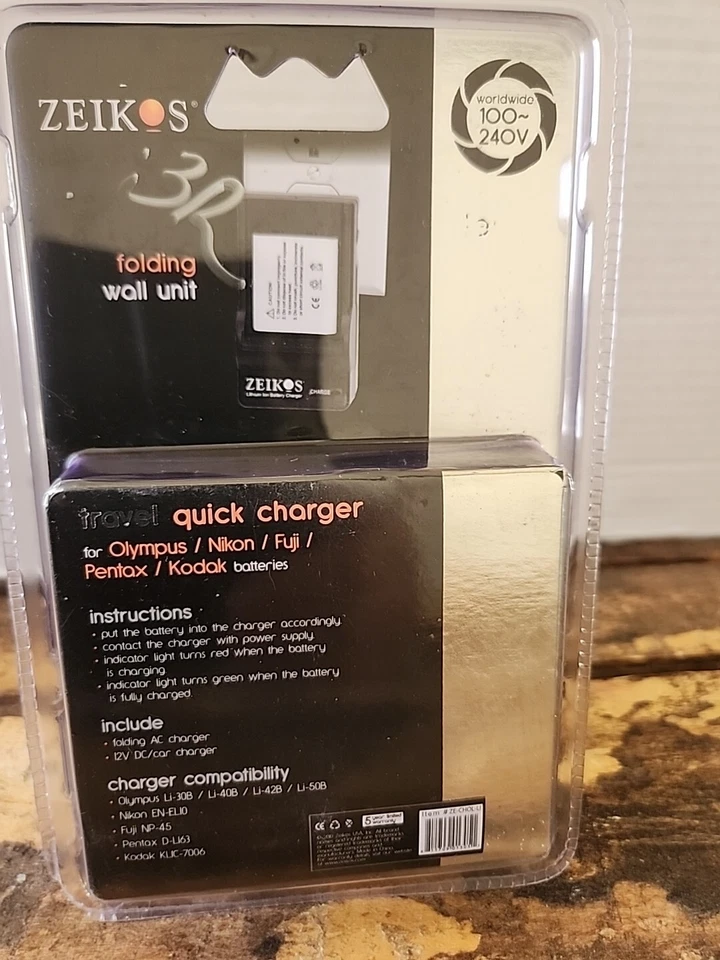 Cargador rápido de viaje Zeikos Fuji Nikon Olympus baterías adaptador europeo adicional Foto 4 de 4