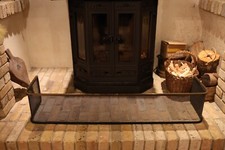 Fire guard mesh screen large brass-topped vintage child guard