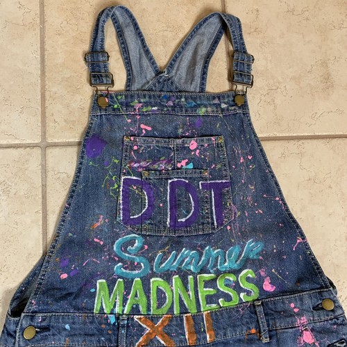 American Rag Cie Overalls Sz 15 Custom Art Denim Summer Madness Adina Howard - Picture 4 of 16