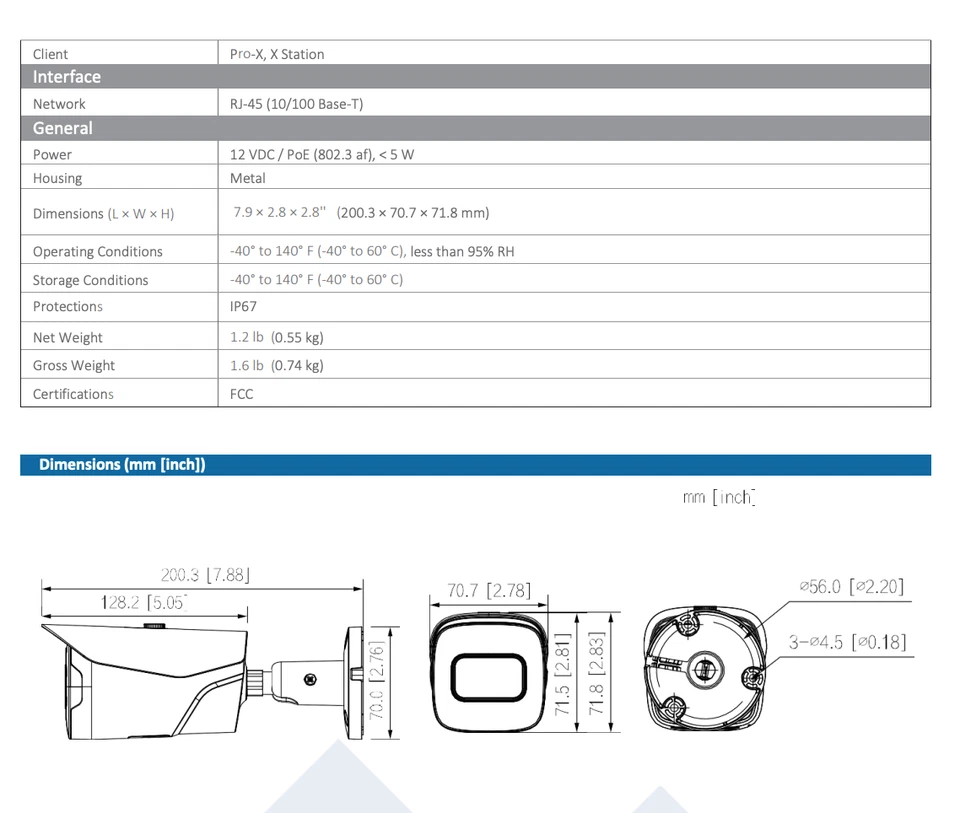 LXIP8142W-28M PRO-X IP 4MP 2.8mm Len Low Lux Starlight WDR 98ft IR Bullet Camera - Image 4 of 4
