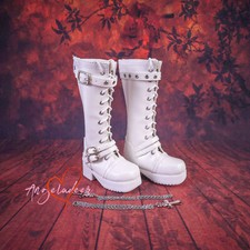 Military Shoes Long Boots Cross Chain Buckle for 1/4MSD 1/3SD Uncle BJD Doll DOD