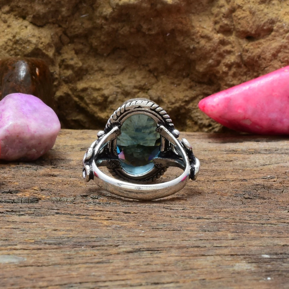 Maravilloso anillo hecho a mano de plata de ley 925 con piedras preciosas de espinela negra todos los tamaños Foto 3 de 4