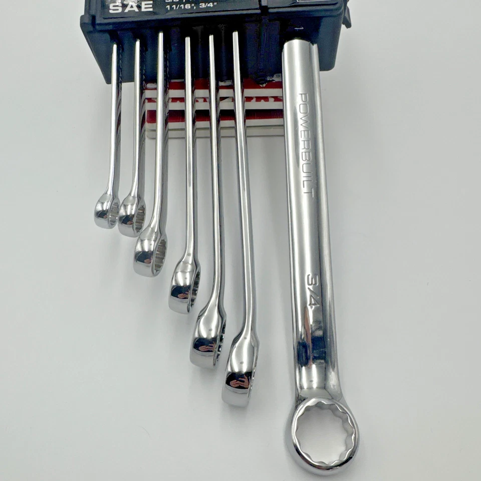 Powerbuilt Long Handle SAE Combination Wrench Set 7pc NOS - Image 3 of 4