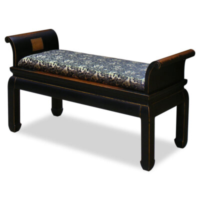 US SELLER - Distressed Black Elmwood Zhou Yi Asian Bench