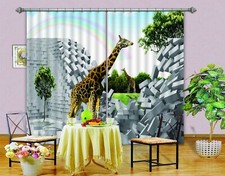 3D Giraffe Brick ZHUA3040 Photo Curtain Window Blockout Fabric Amy 2023