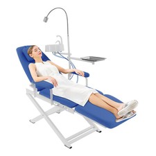 Portable Dental Chair Folding Mobile Chair Tilt Exam Chair with LED Light &Basin