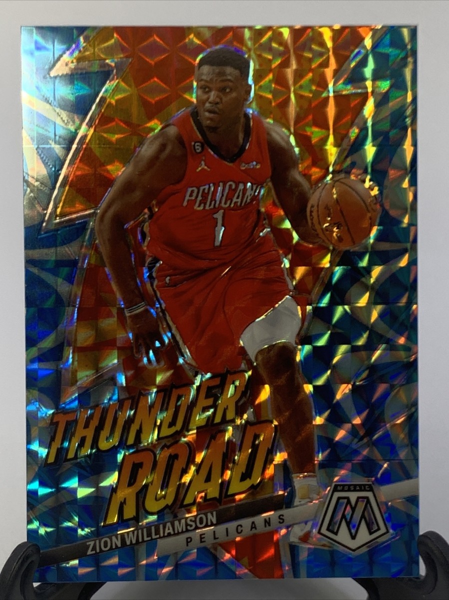 2022-23 Mosaic Zion Williamson Thunder Road Blue Mosaic Prizm SP