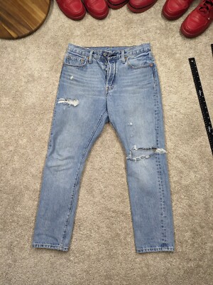 Levis Big E 501xx Jeans 5 Button Fly 29x28 Skinny 501 XX Distressed Ripped Denim