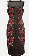Karen Millen Black Floral Animal Print Pencil Dress Size uk 10