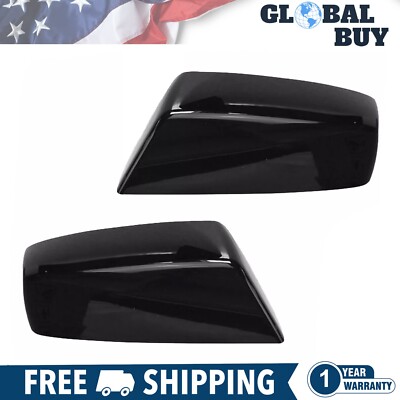 New Gloss Mirror Cap Set LH & RH Sides For 2014-2019 Chevy Silverado GMC Sierra