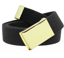 Build A Belt Men's Gold Flip Top 1.25" Wide Buckle with Canvas Web Belt