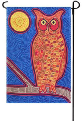 Jetmax Garden Flag ~ Artist Series Large Owl by Willow Bascom ~ 12'' x 18'' NEW
