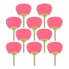 9" Fuchsia / Hot Pink Paddle Paper Hand Fans for Weddings 10 Pack 