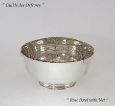 Silver Rose Bowl with Net, Old English, Plain 8  in.