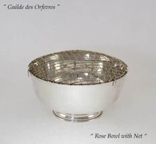 Silver Rose Bowl with Net, Old English, Plain 8  in.