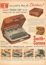 1954 vintage AD Smith Corona Portable Typewriter in travel case 010517     thumbnail