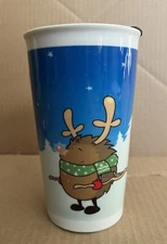 Christmas Holiday Travel Tumbler Rudolph Sleigh Insulated Ceramic Society6 RARE!