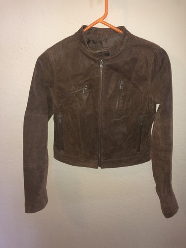 Levi’s Distressed Brown Mocha Genuine Leather Moto Biker Jacket Womens Small