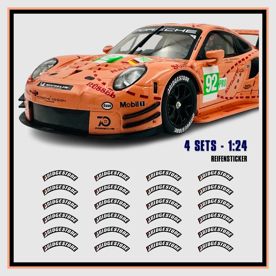 4x6er Set Reifen Markierung Bridg. Aufkleber Decal 1:24 für Slot Car Carrera 124 - Bild 3 von 3