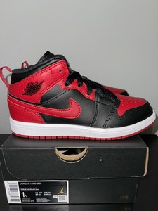Air JORDAN 1 Mid (PS) BRED Nike AJ1 ''Banned'' UK 13.5 US 1 EUR 32 | eBay