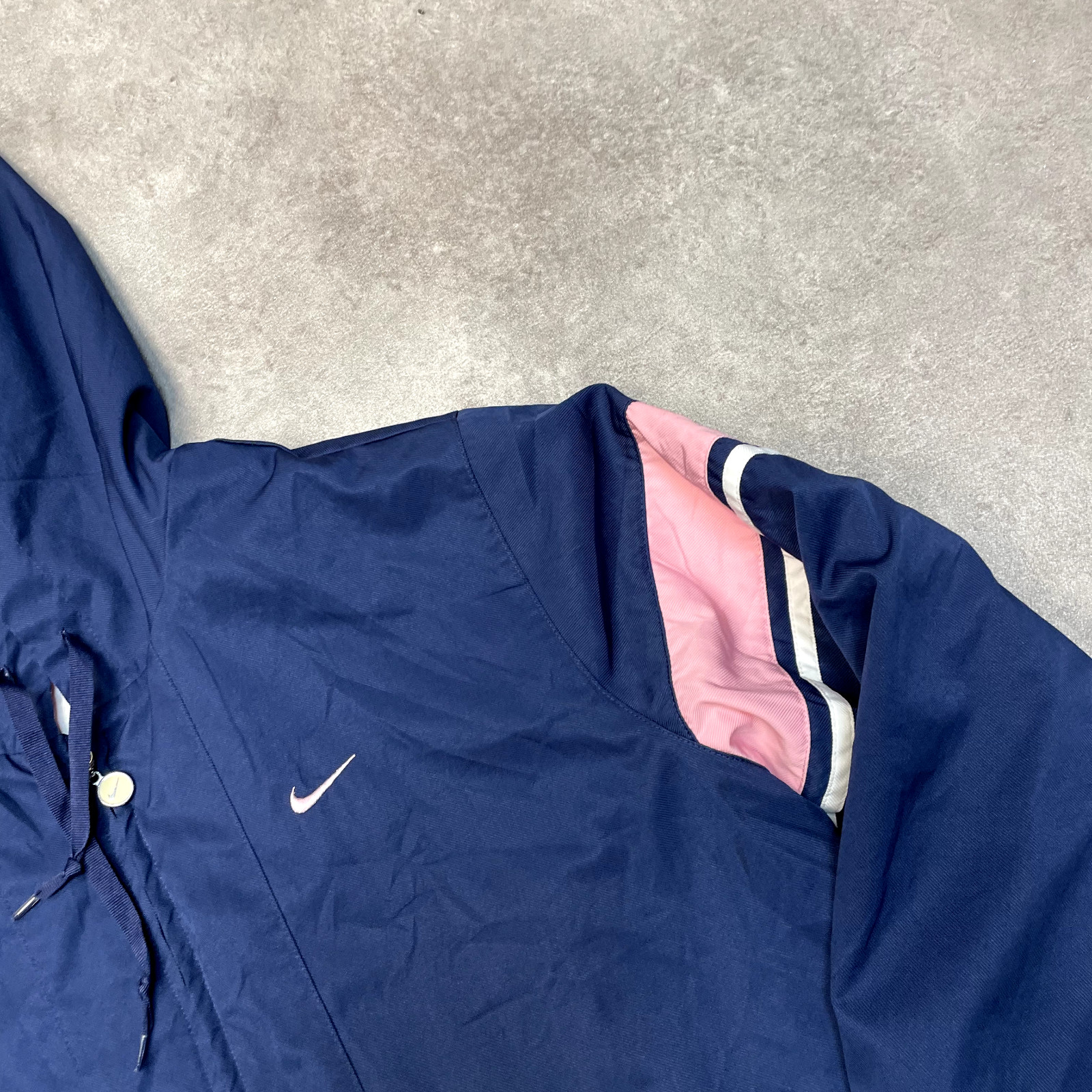 Nike Track Jacket Womens Y2K Full Zip Swoosh Vintage Windbreaker, Navy, Medium image 4