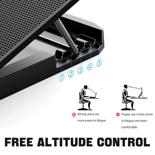 For 1217" 6 Powerful Fans Laptop Cooler Stand Quiet Gaming Cooling Pad