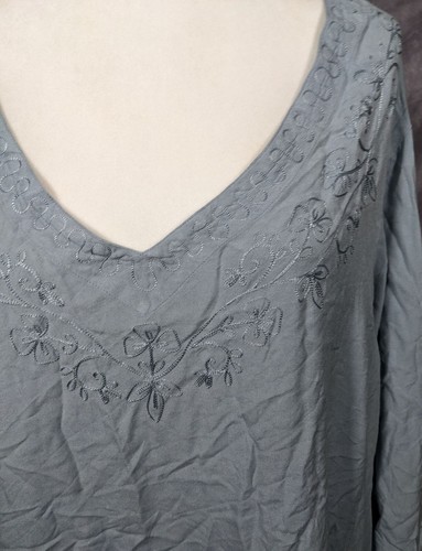 Holy Clothing Gothic Renaissance Light Blue Embroidered Asymmetrical Tunic Dress - Picture 6 of 7