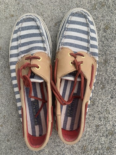 SPERRY TOP SIDER Striped Nautical Deck Boat Shoes Loafers Oxfords 7.5 ❤️sj15m9 - Picture 4 of 10