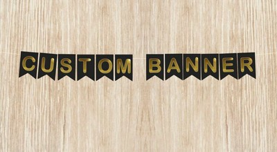 Custom Banner Baby Shower Wedding Birthday Gold Mirror And Black