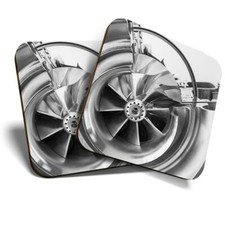 2 x Coasters (BW) - Turbo Charger Car Cool Men's  #38178