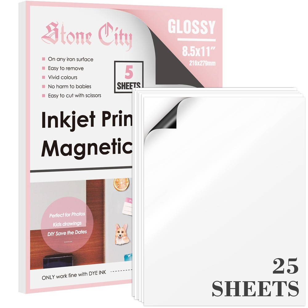 25 Sheets 8.5x11 Glossy Magnetic Photo Paper for Inkjet Printers 12Mil  