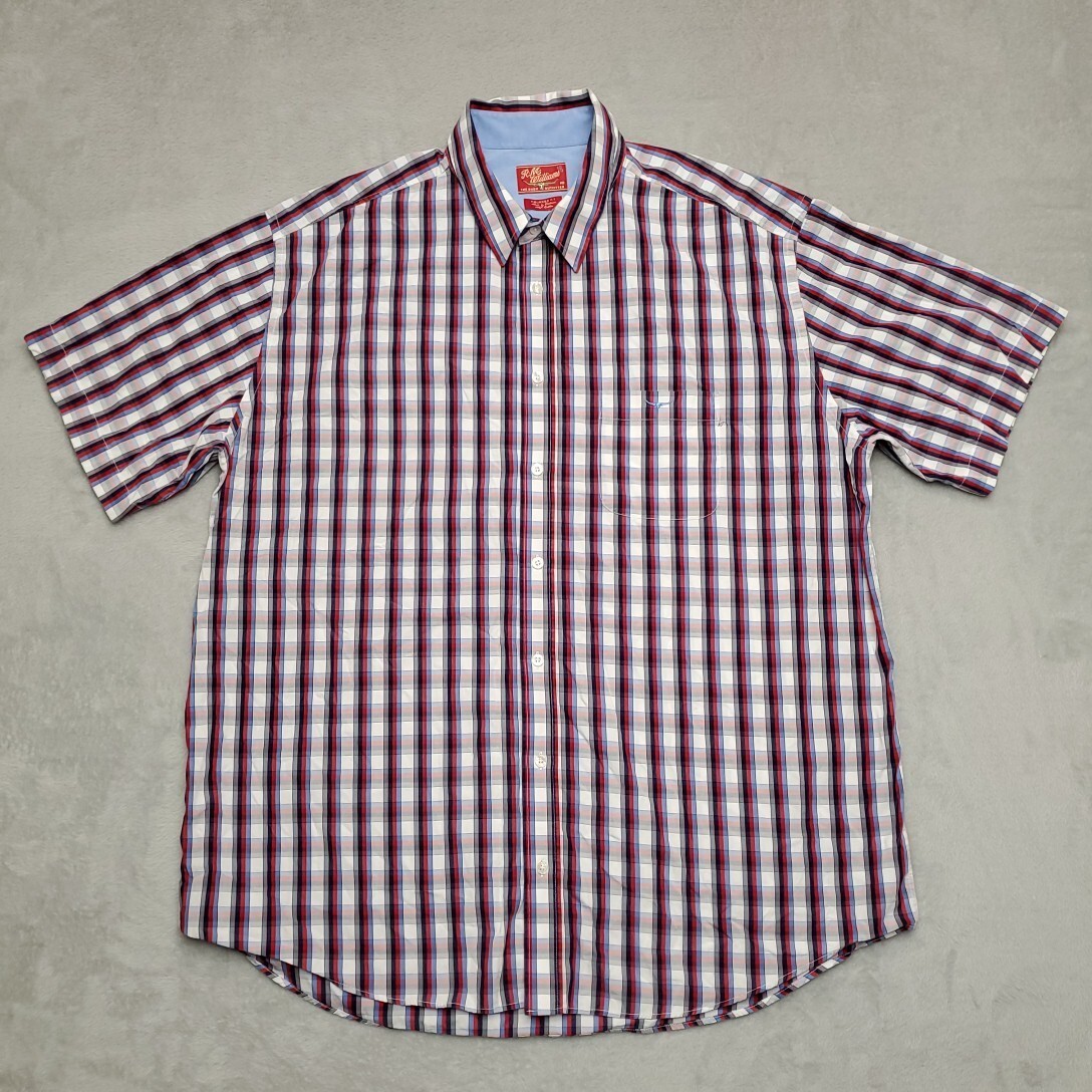 RM Williams Shirt Mens XB Red Blue Plaid Relaxed Fit Short Sleeve