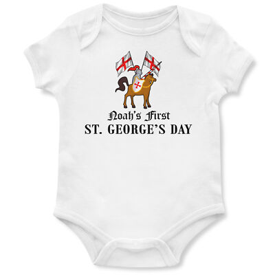 Mein erster St. George's Day personalisierter Strampler Baby Flagge Saint George 23. von...