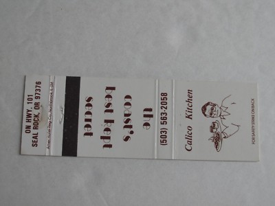 O321 Vintage Matchbook Cover OR Oregon Calico Kitchen Seal Rock