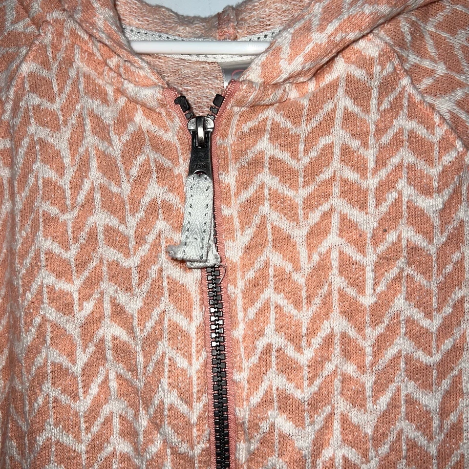 Moletom com capuz Cherokee feminino com zíper tamanho M 7 8 branco pêssego geométrico - Imagem 2 de 4