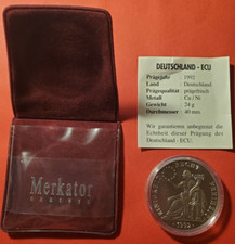 ECU Deutschland 1992, Europa, CuNi, prägefrisch, 40mm in Kunststoffkapsel