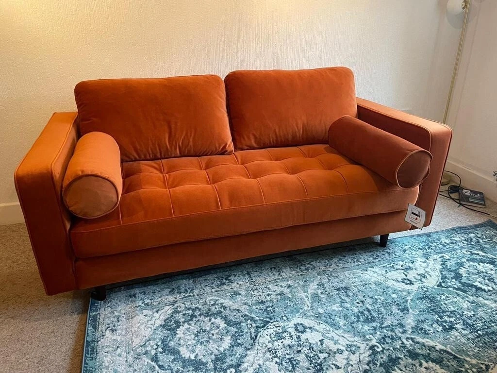 Scott 2 Seater Sofa Burnt Orange Velvet Sofa Save In Stock