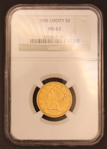 1908-P Liberty Half Eagle — photo from the most recent tracked eBay sale