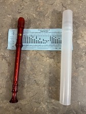 MTE Red Transparent Baroque System Recorder W Manual Case