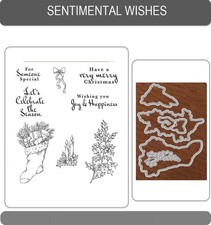 SENTIMENTAL WISHES Stamp and Metal Cutting Dies for DIY Handmade Cards Scrapbook